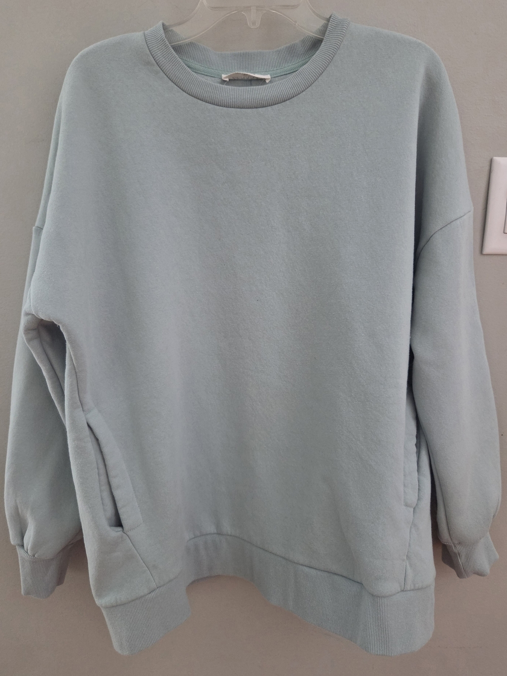 Zenana XL Oversized Crewneck Sweatshirt - Pale Blue/Mint W/Pockets